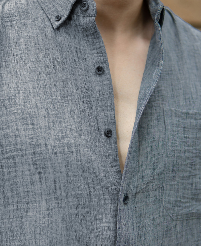 Dark Grey Slub Textured Shirt