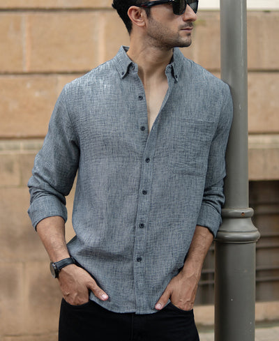 Dark Grey Slub Textured Shirt