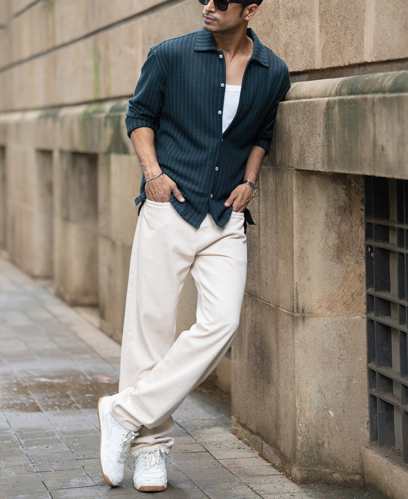 Navy And Pine Stripe Shirt