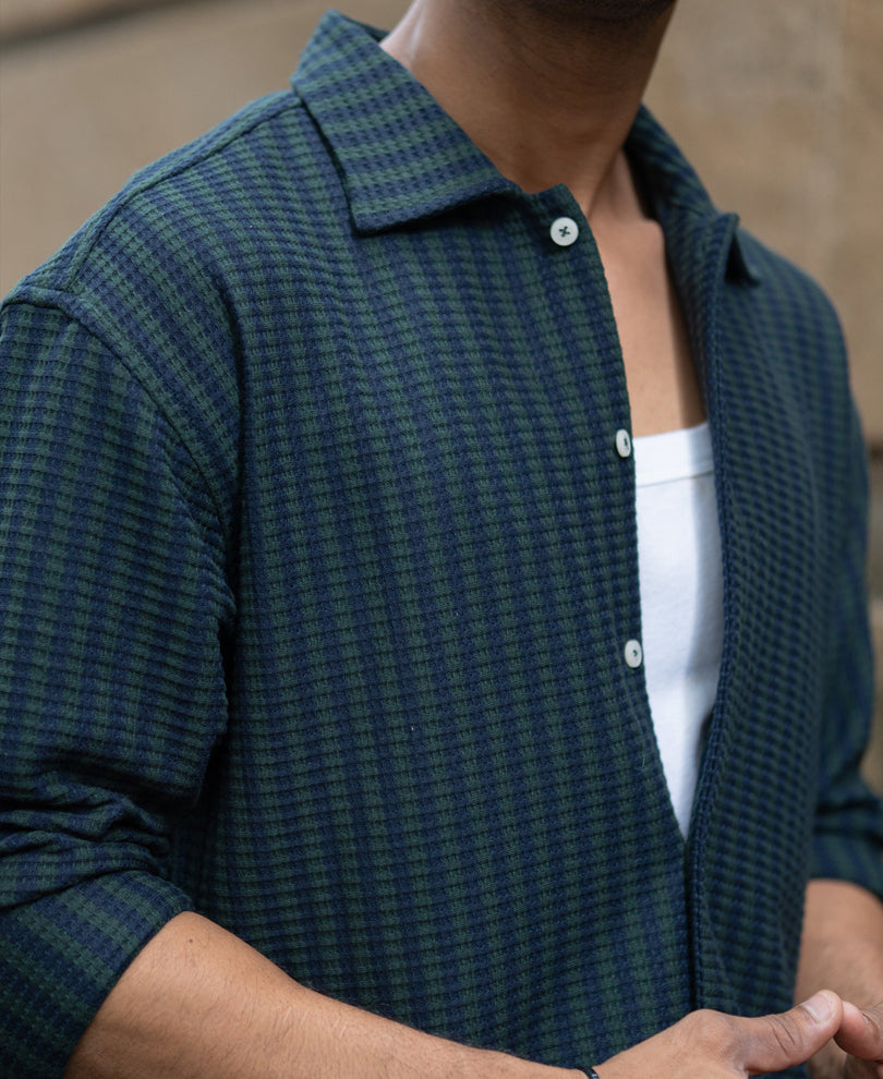 Navy And Pine Stripe Shirt