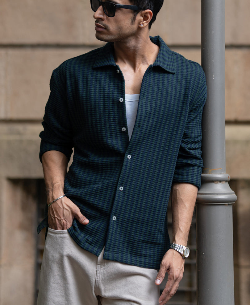 Navy And Pine Stripe Shirt