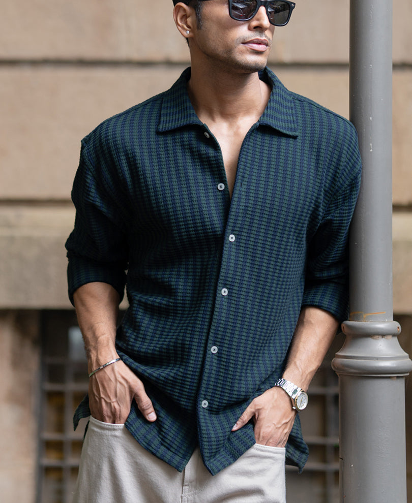 Navy And Pine Stripe Shirt