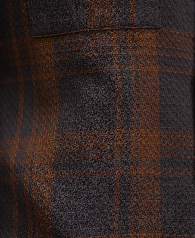 Dark Brown Structured Checks Shirt
