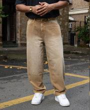 Sand Brown Washed Baggy Jeans