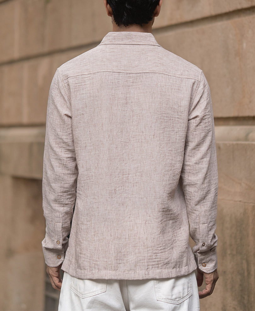 Dark Beige Slub Kurta Shirt
