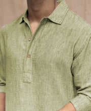 Green Slub Kurta Shirt