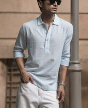 Light Blue Slub Kurta Shirt