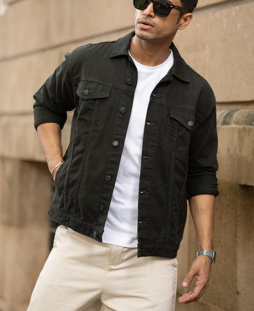 Dark Olive Denim Jacket