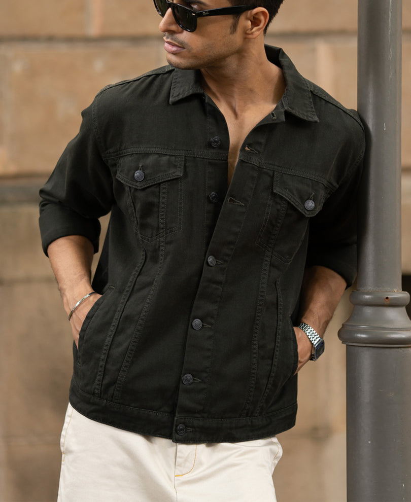 Dark Olive Denim Jacket