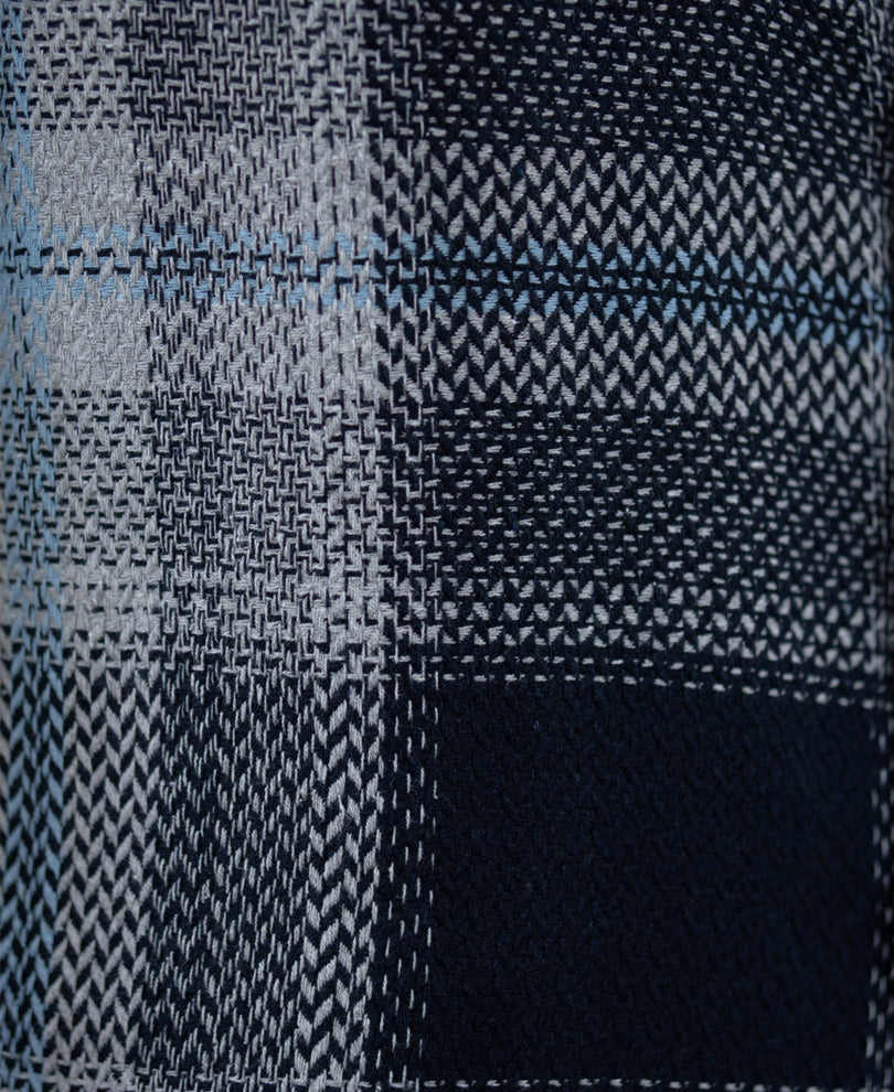 Grey And Navy Structured Checks Shirt