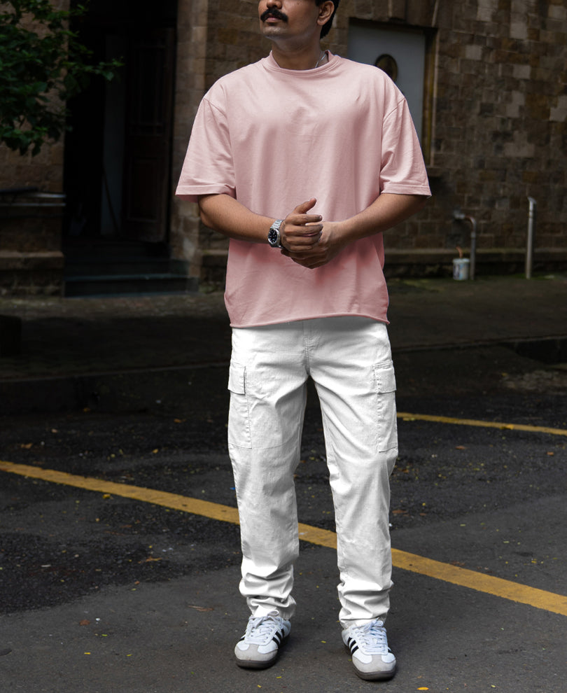 White Cotton Cargo Regular Fit Pant
