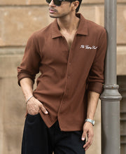 Brown Embroidered Knit Shirt