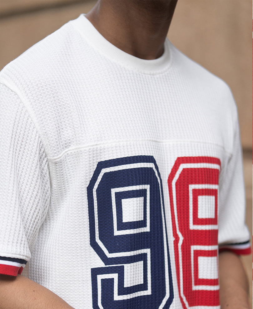 White Structured Print T-Shirt