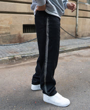 Black Contrast Detail Baggy Jeans