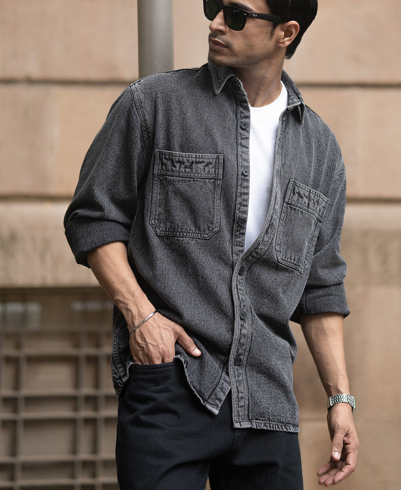 Charcoal Washed Denim Overshirt