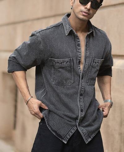 Charcoal Washed Denim Overshirt
