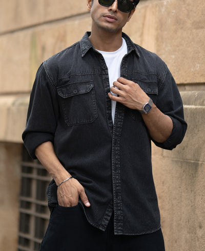 Charcoal Washed Denim Shirt
