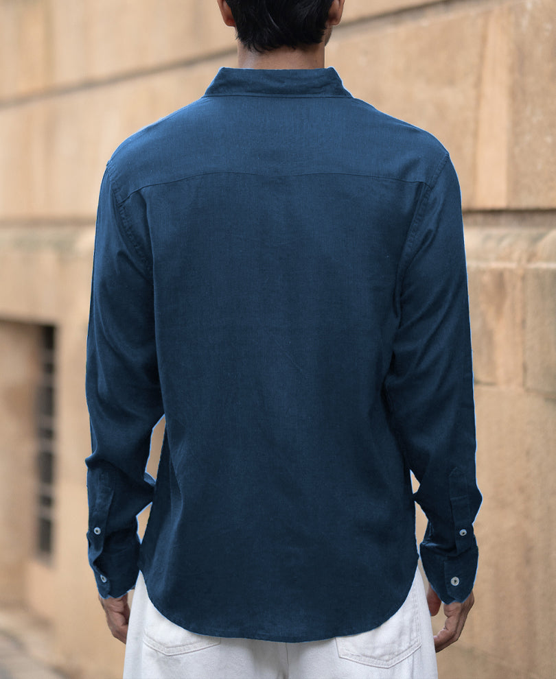 Royal Blue Linen Blend Shirt