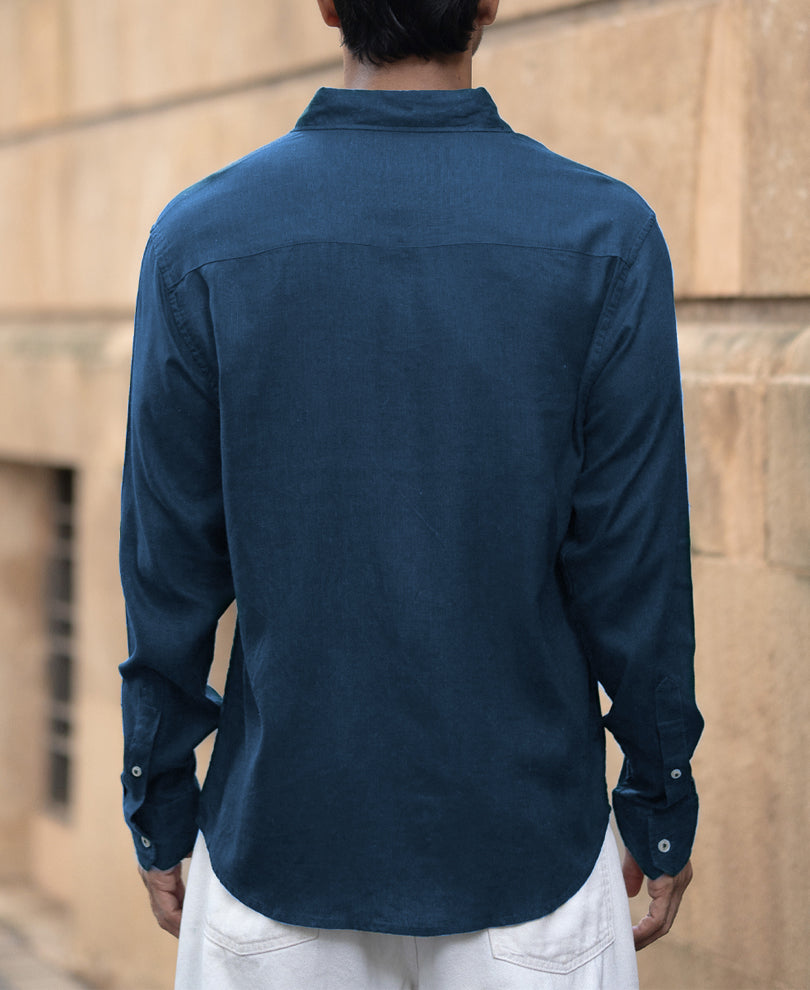 Royal Blue Linen Blend Shirt