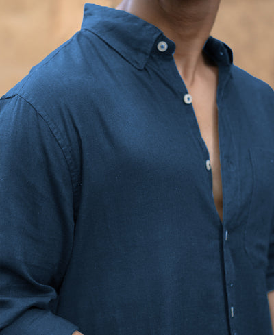 Royal Blue Linen Blend Shirt
