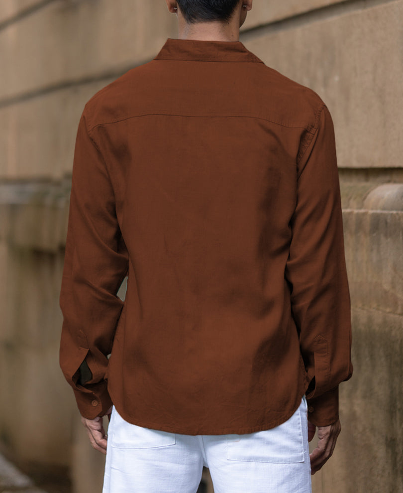Bombay Brown Linen Blend Shirt