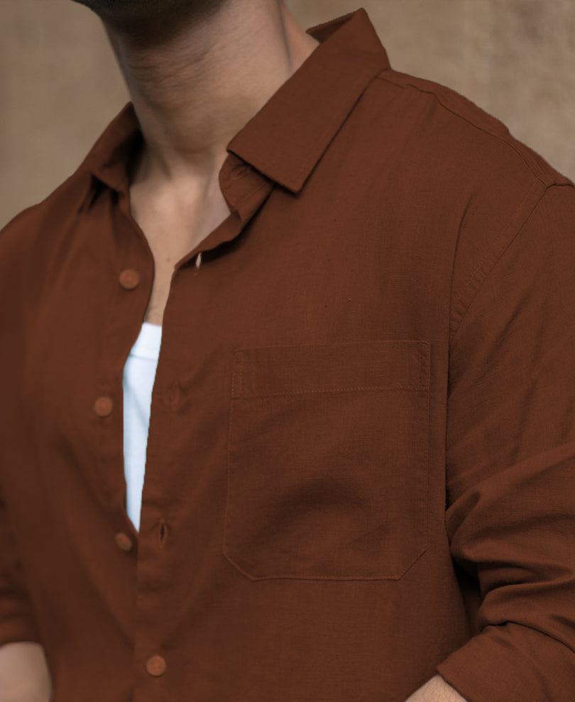 Bombay Brown Linen Blend Shirt