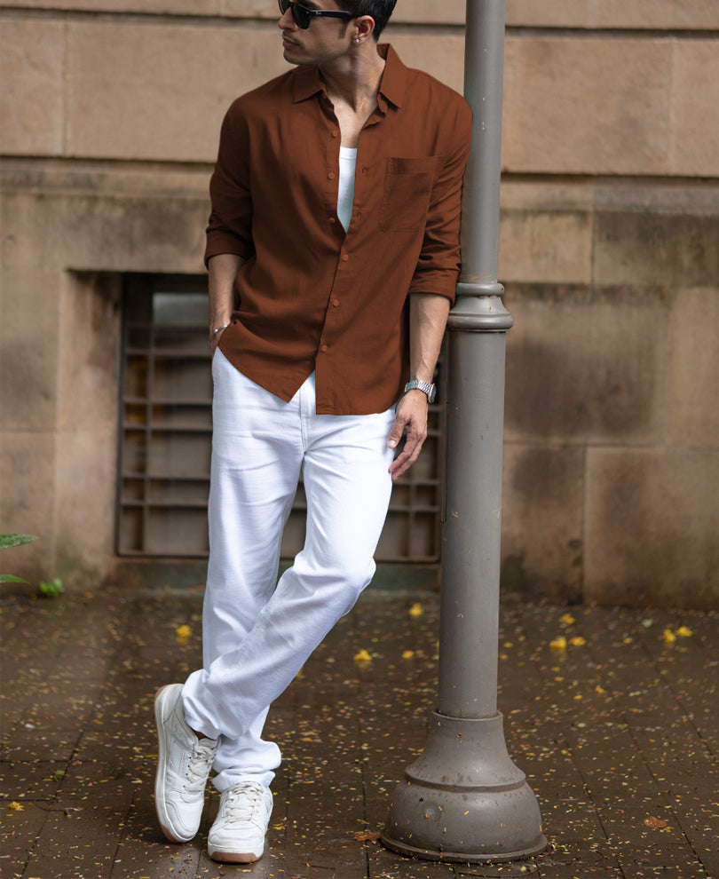 Bombay Brown Linen Blend Shirt