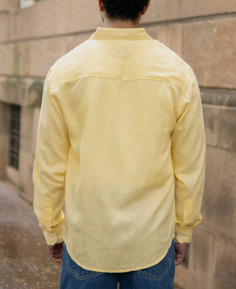 Butter Yellow Linen Blend Shirt