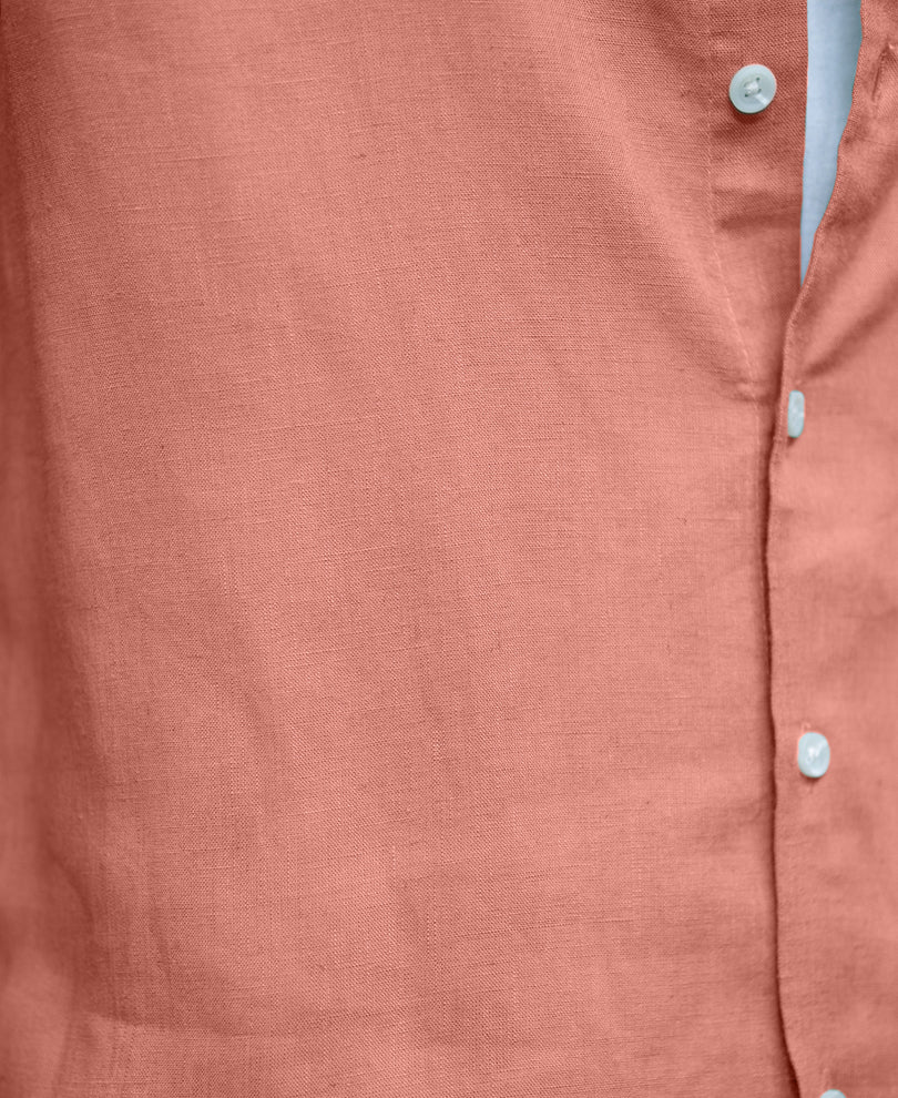 Coral Linen Blend Shirt