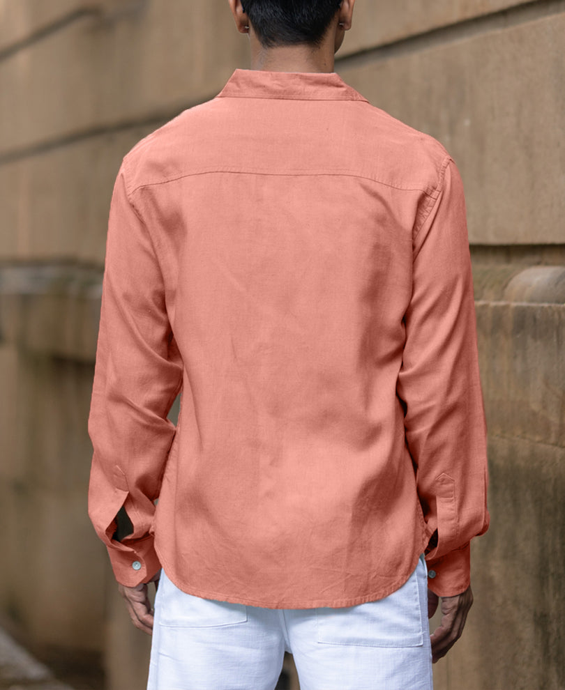 Coral Linen Blend Shirt