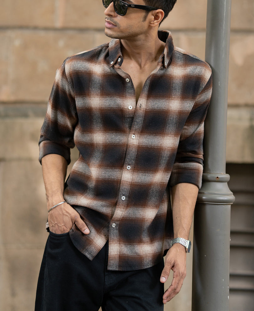 Dark Brown Checks Shirt