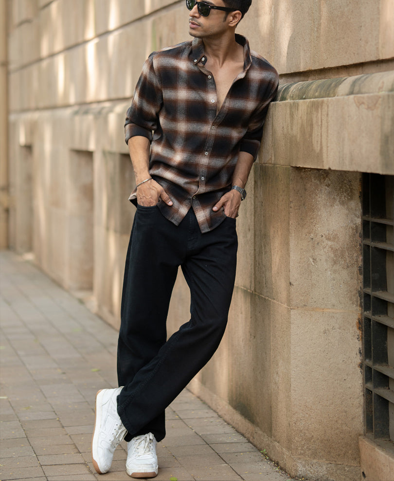 Dark Brown Checks Shirt