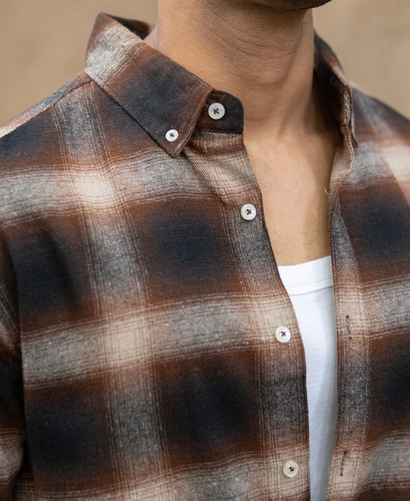 Dark Brown Checks Shirt