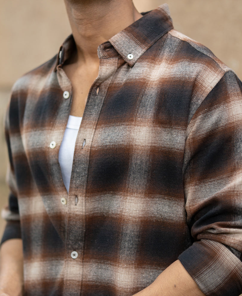 Dark Brown Checks Shirt