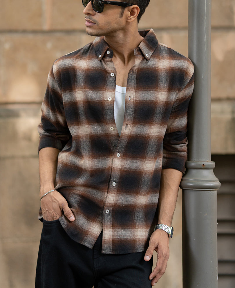 Dark Brown Checks Shirt