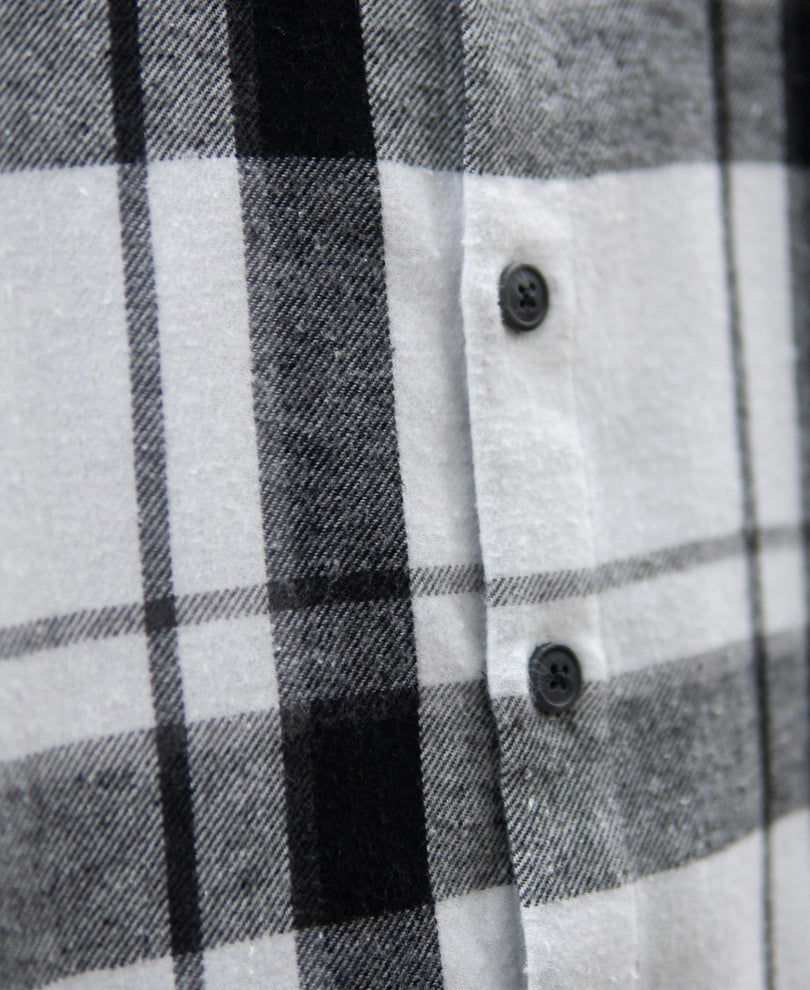 White And Black Checks Shirt With Pockets