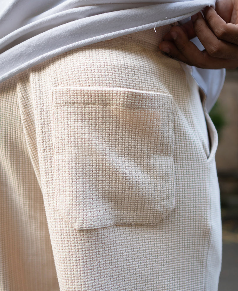 Cream Structured Regular Fit Trackpant