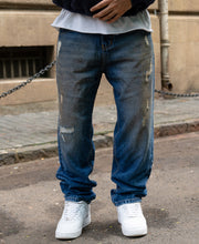 Dark Blue Baggy Distressed Jeans