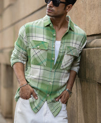 Jade Green Structured Checks Shirt