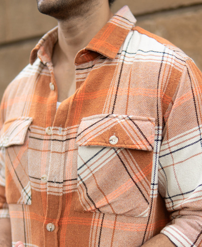 Rust Structured Checked Shirt