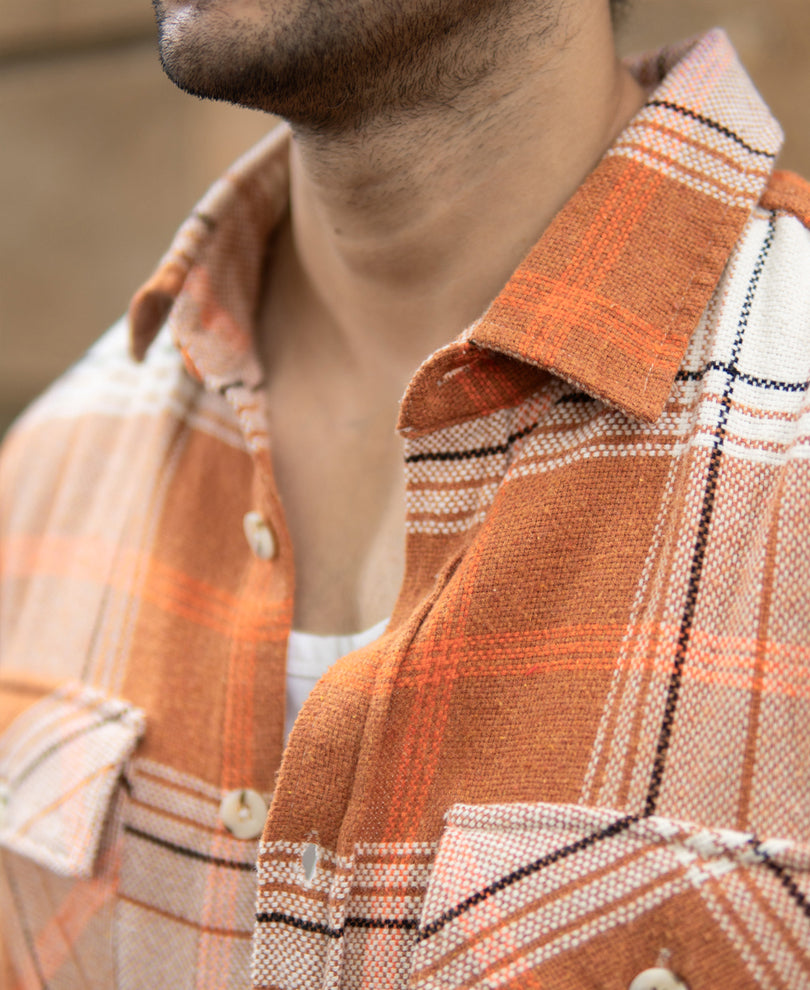 Rust Structured Checked Shirt
