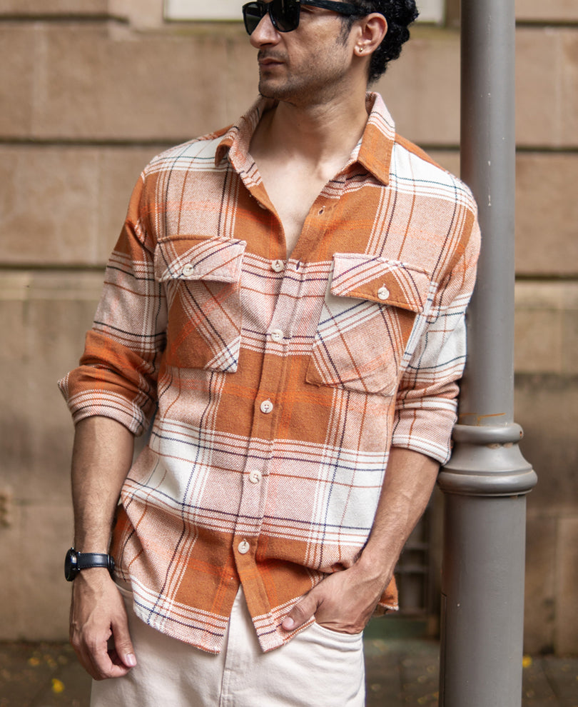 Rust Structured Checked Shirt