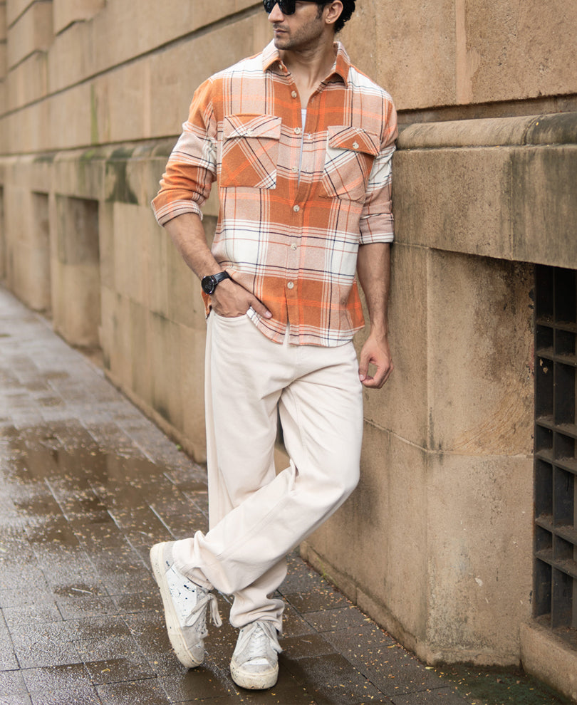 Rust Structured Checked Shirt