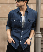 Indigo Denim Shirt With Pockets