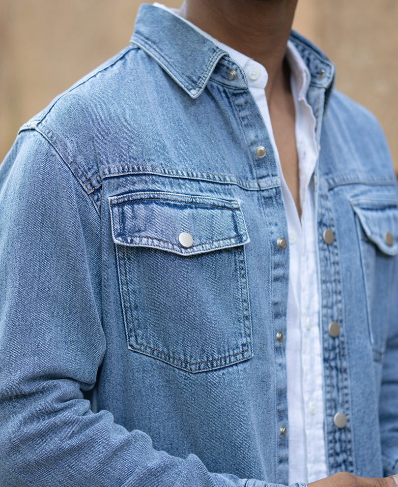 Mid Blue Washed Denim Overshirt