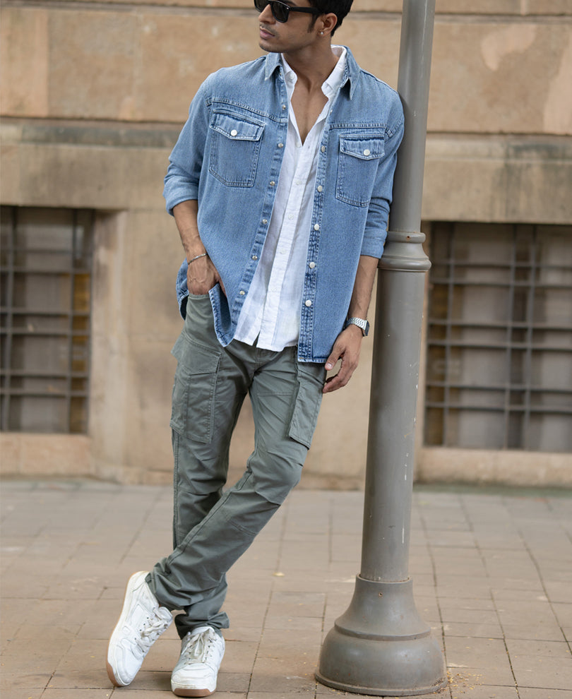 Mid Blue Washed Denim Overshirt