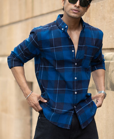 Blue Checked Button Down Shirt