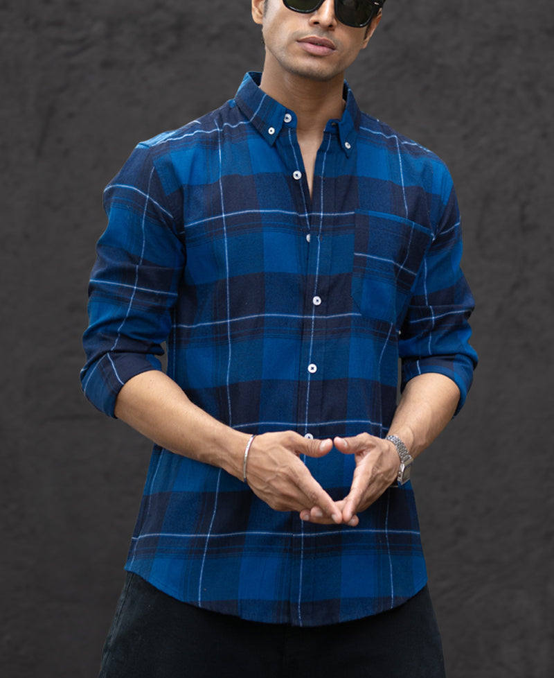Blue Checked Button Down Shirt – Powerlook