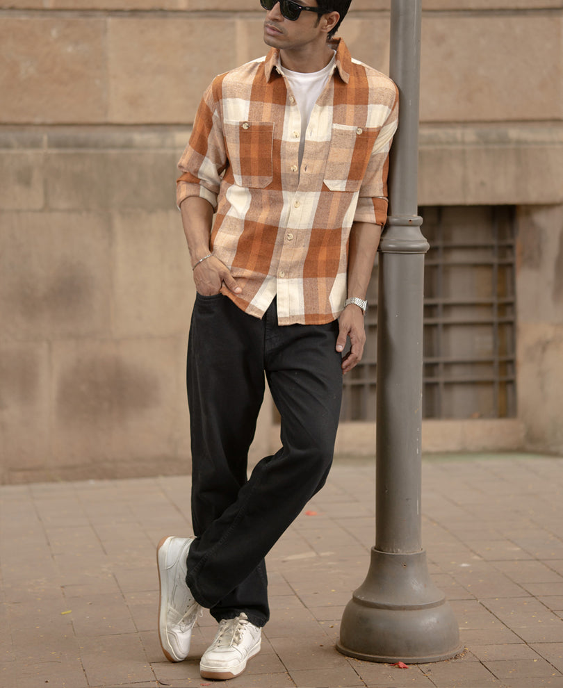 Rust Checks Shirt With Pockets