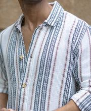 White Structured Stripe Shacket